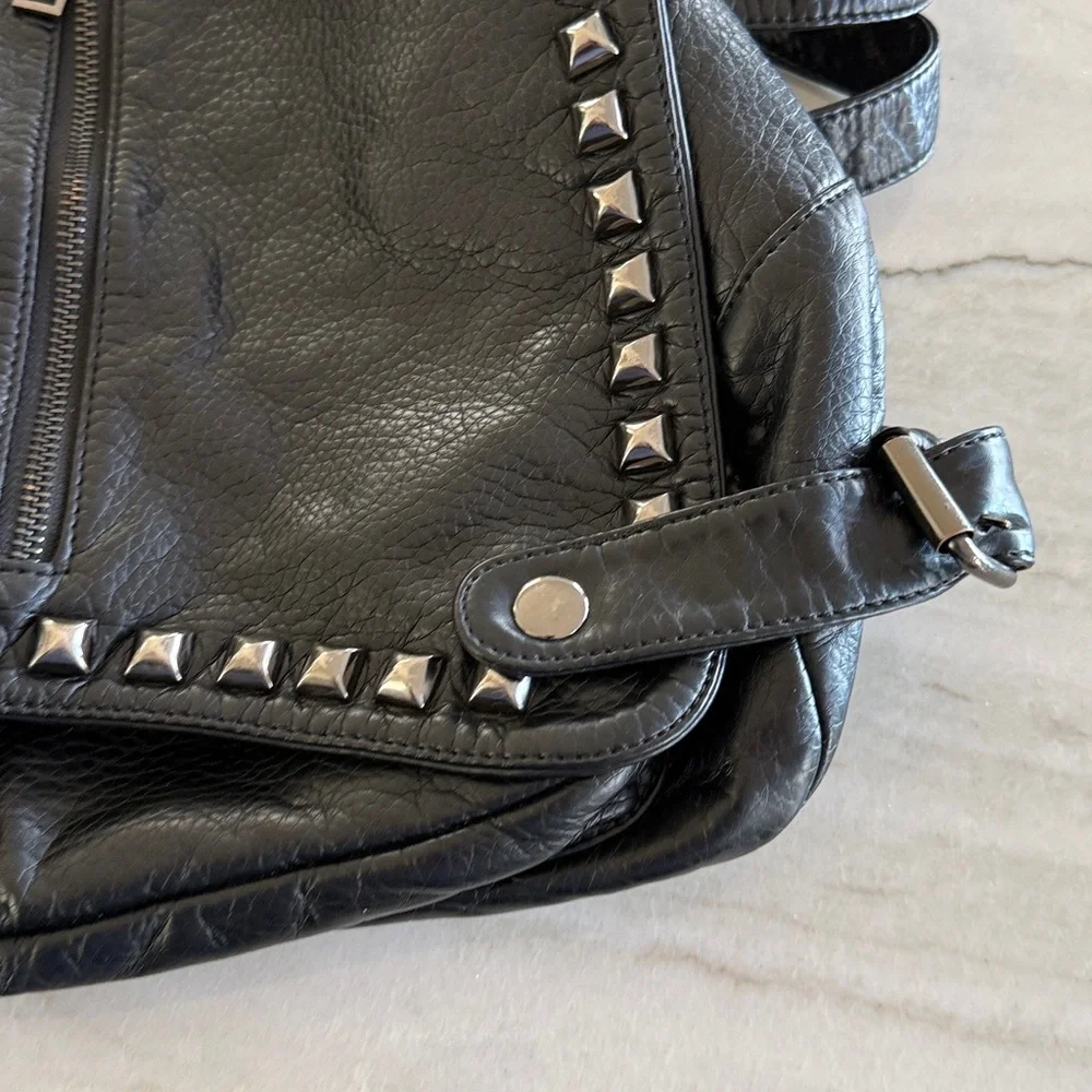 Women Backpack Purse Leather Vegan Ladies PU Washed Leather Shoulder Bag Black
